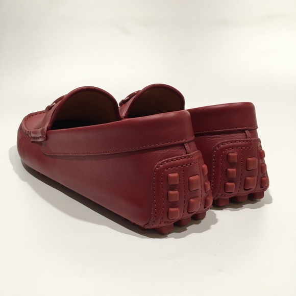 GUCCI INTERLOCKING G DRIVING MOCCASINS -RED CALF LEATHER -MEN’S US 9 -NEW - Picture 6 of 11